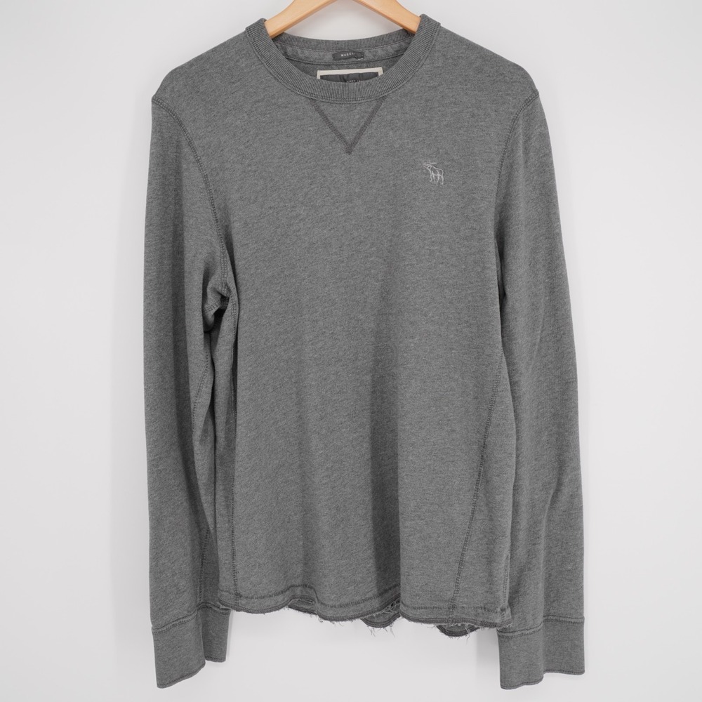 Vintage Abercrombie Fitch Y2K Muscle Shirt Mens XL Gray Cotton Long Sleeve Logo